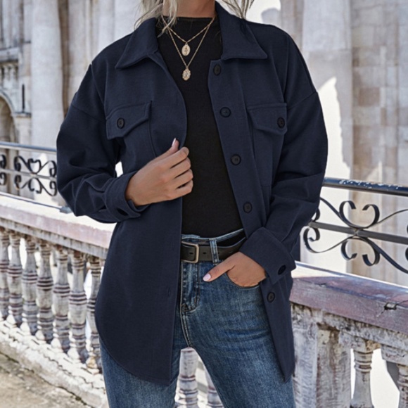 SHEIN - Solid Flap Pocket Belted Coat - Picture 6 of 7